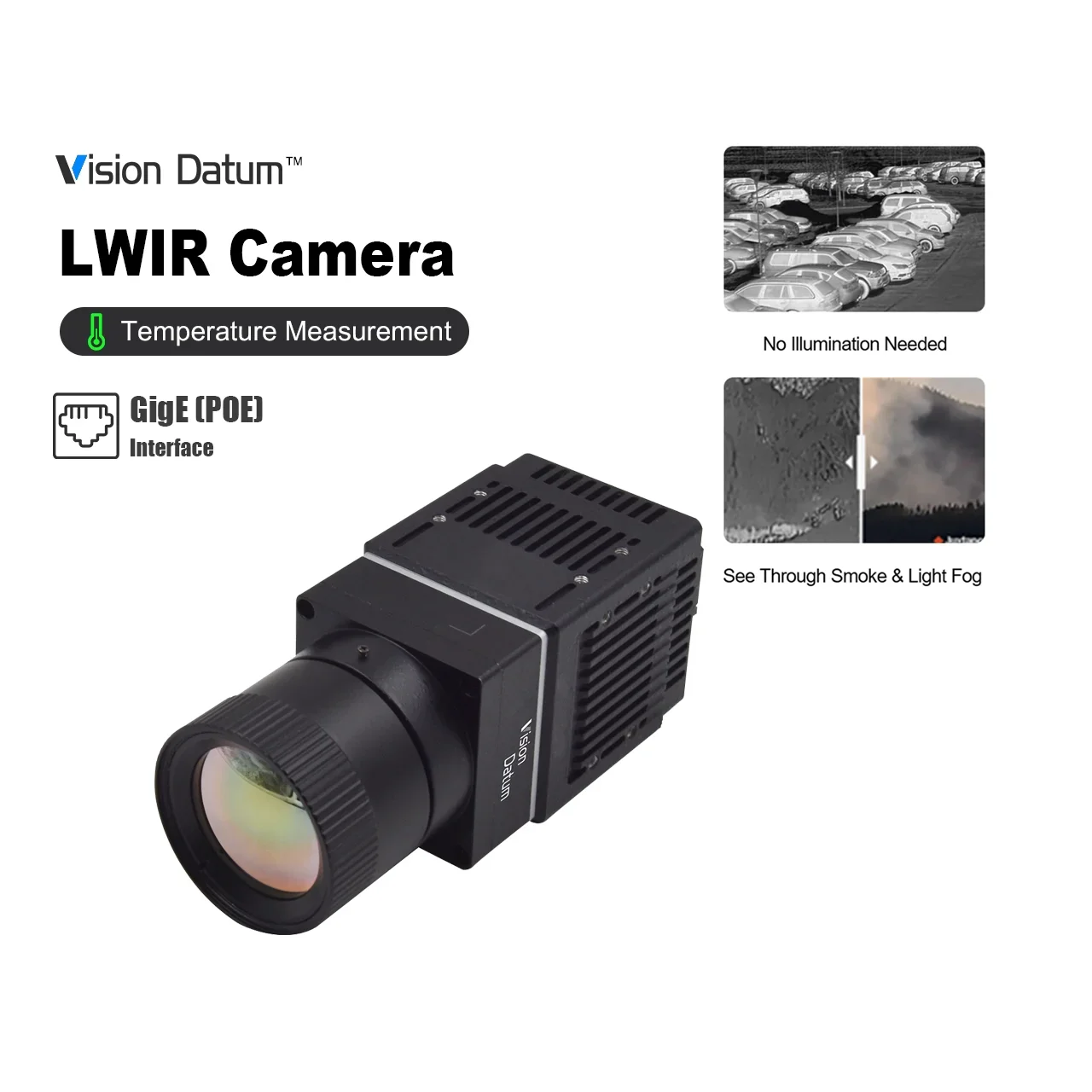 Uncooled 640x512 17μm 50kHz GigE Inspection LWIR Infrared Thermal Camera for Temperature Measurement Vision Datum