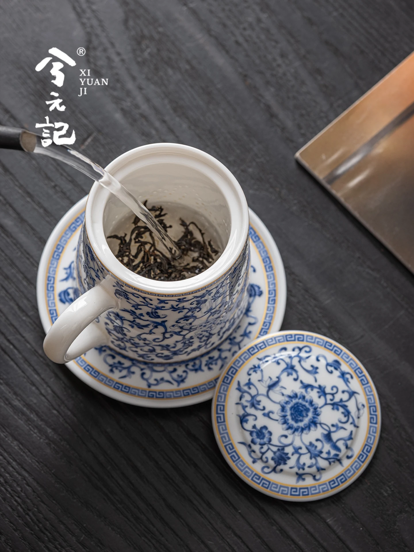 Blue and White Jade Porcelain Exquisite Cup Water High-End Office Household Tea Brewing Good-looking
