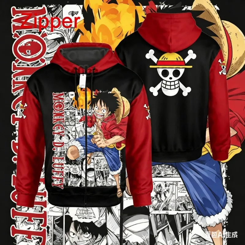 

One Piece Donquixote Doflamingo Men Zipper Hoodie Cartoon Anime Women Sweatshirt 2025 New Fashion Children Jackets Coat