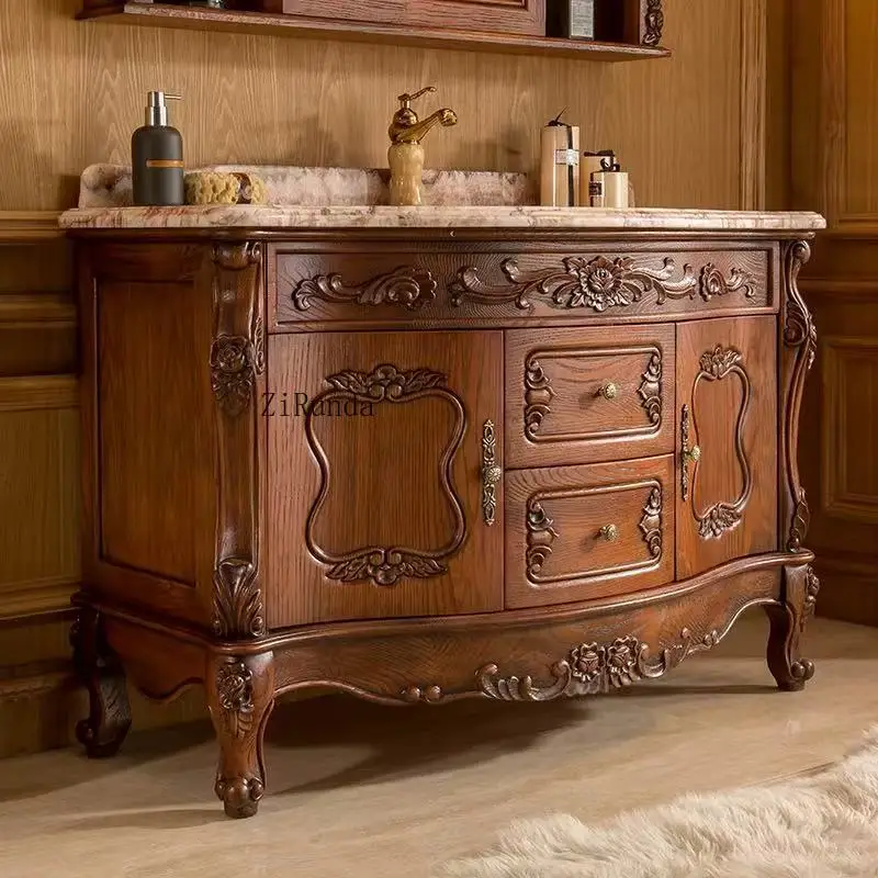 Bathroom Cabinet Red Oak Bathroom Cabinet Toilet Sink Washbasin Mirror Cabinet Combination view 3