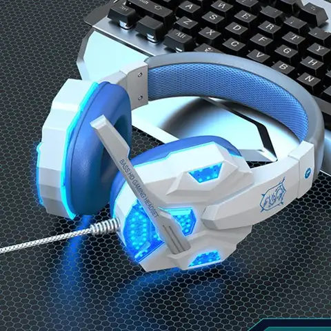 RGB LED Light Gaming Headsets With Mic Low Latency 3.5mm Wired Gaming Headphone For Computer PS4 PS5 Xbox Bass Stereo Earphones