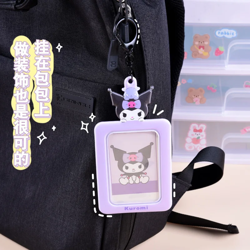 Kawaii Sanrio Kaarthouder Kpop Stijl Hello Kitty Cinnamoroll Kuromi My Melody Fotokaart Sleutelhanger Tas Hanger Student Gift