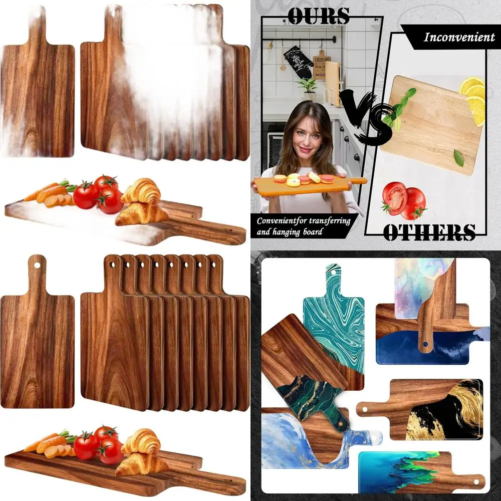 

Разделочные доски из дерева акации, 10 шт., 15,4x7,3 дюйма, с ручкой, для использования на кухне