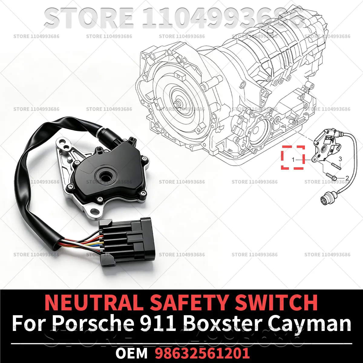 For Porsche 2000-2004 911 (996) 2004-2011 Boxster Cayman (986 987) NEUTRAL SAFETY SWITCH OEM 98632561201 98632561200