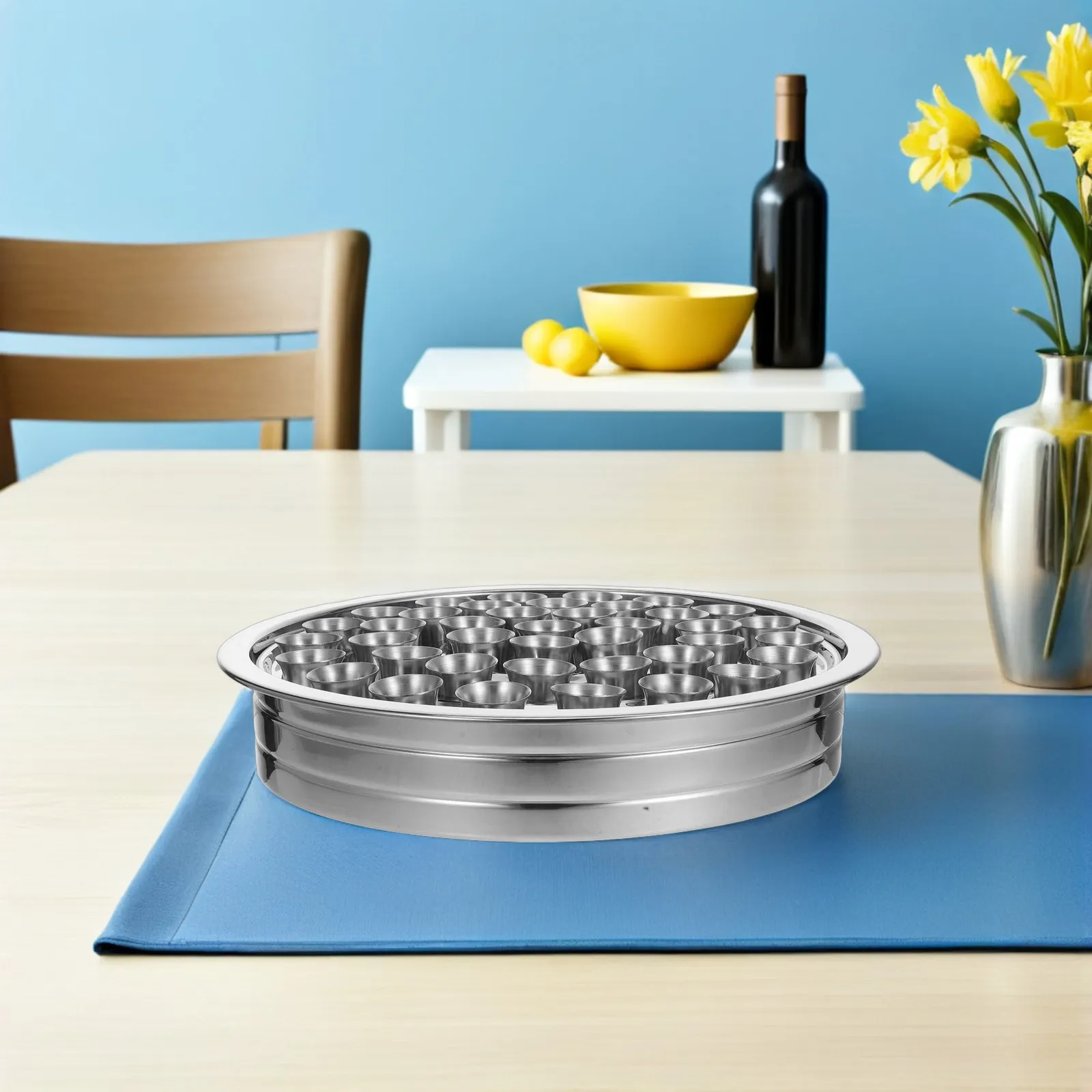 

1Set Stainless Steel Communion Cup Tray Stackable Bread Plate Church Service Holy Communion Supplies Christmas Serving Set