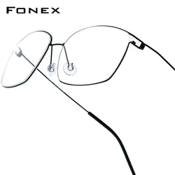 FONEX Titanium Alloy Glasses Frame Men Brand Design Eyeglasses Ultralight-Weight Denmark Korea Morten Screwless Eyewear 98624