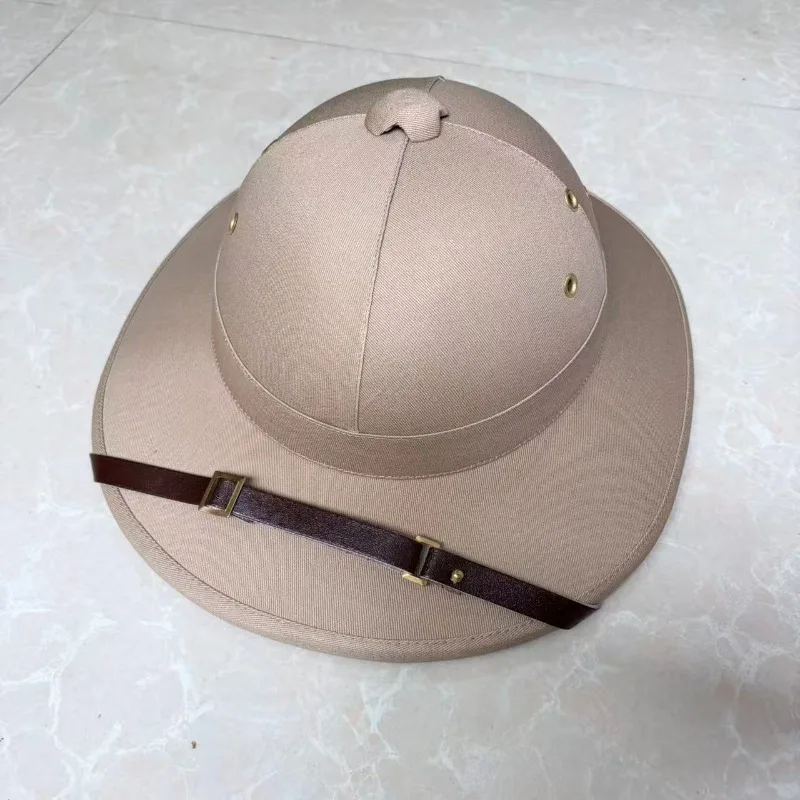 Vietnam War Pith Helmet Vintage Military Sun Hat Khaki Adjustable Safari Tropical Hard Hat for Men Outdoor Reenactment Mũ Cối view 2