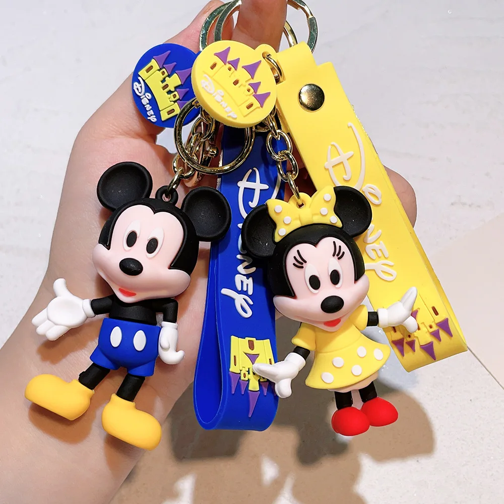 Disney Mickey Mouse Keychain for Women Anime Cute Minne Figure Doll Keyring Couple Bag Pendent Jewelry Children Toy Xmas Gifts