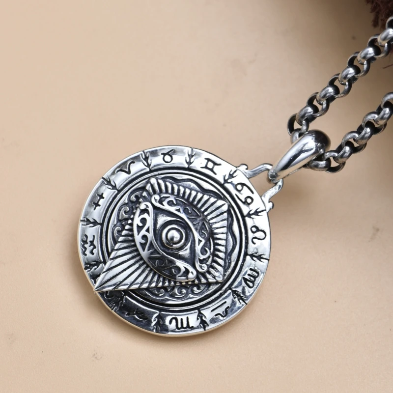 Genuine S925 Sterling Silver Pendants for Women Men New Fashion The Eye of Horus the Twelve Constellations Jewelry Wholesale