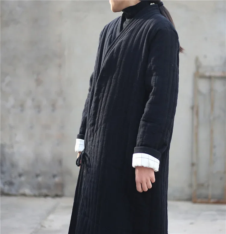 2024 Women Vintage Quilted Cardigan Hiver Femme Long Trench Winter Jacket Cotton Padded Parka Women Overcoat Plus Size Abrigos