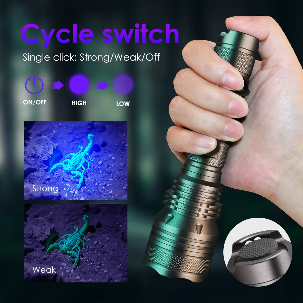 UniqueFire X5 UV365NM Black Light LED Flashlight Ultraviolet with Filter-Detector for Dog Pet Urine Stains Bed Bugs and Scorpion