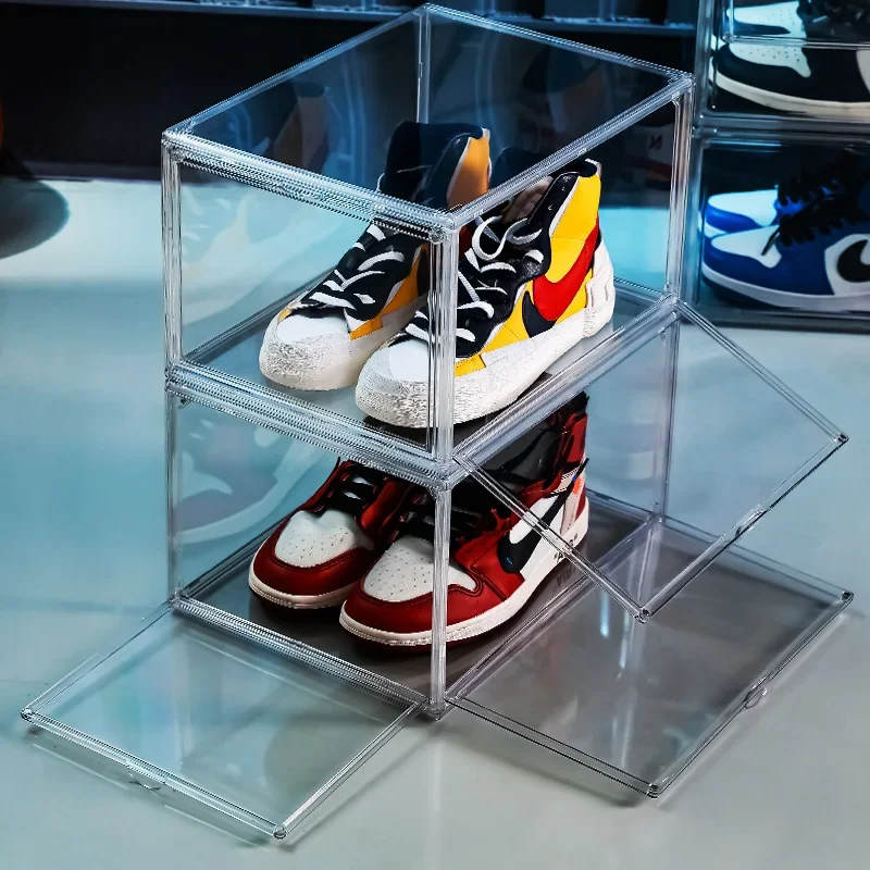 

Thicken Shoe Boxes High-top Basketball Shoe Storage Box Dustproof Sneakers Organizer With Hard Material Sports Shoe Display Case