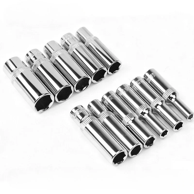 11pcs Professional Grade 1/4-Inch Drive 6-Point Metric Deep Socket Set 4-14mm Socket Wrench Set