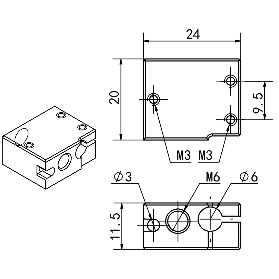 Accessoires voor 3D-printers Nieuw E3D Volcano verwarming aluminium blok PT100 messing verwarmingsblok