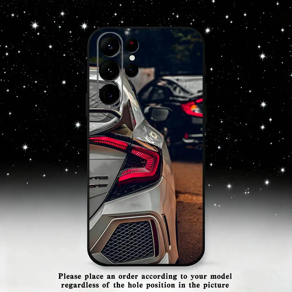 Funda de teléfono Sport Car T-Type R C-Civic para Samsung S25,S24 Ultra,S20,S30 plus,S22 plus,S23,S30 Ultra 5G, carcasa negra de silicona