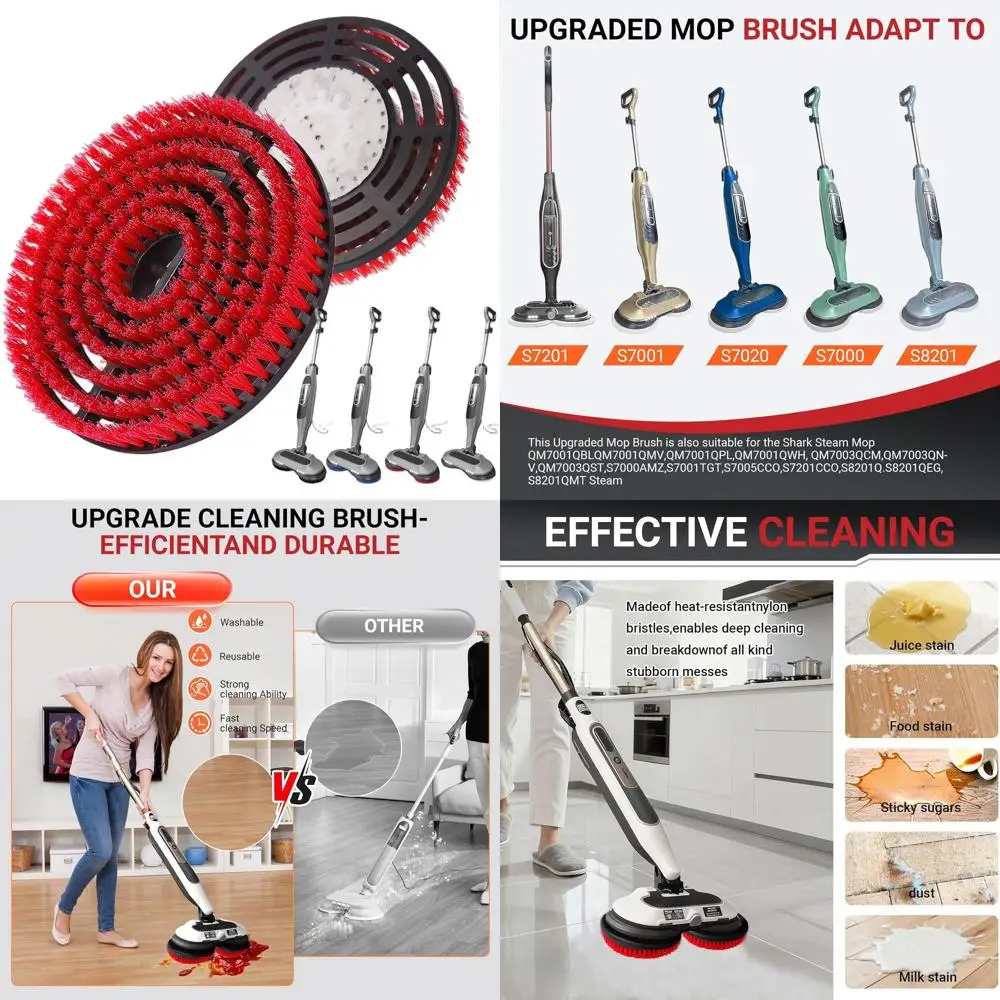 

Enhanced S7001 Replacement Brush Heads for Shark S8201/S7000 Series, Deep Clean Hard Floors with Shark Steam Mops (Red)