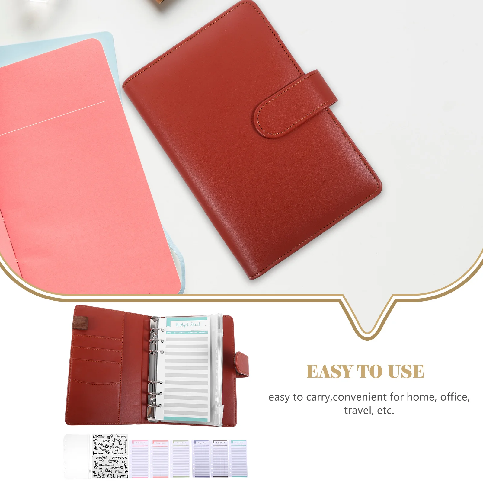 

Budget Binder Note Pads Zipper Envelopes Cash ganizer PVC Money Book Savings Planner Tear Resistant Soft Pockets Waterproof