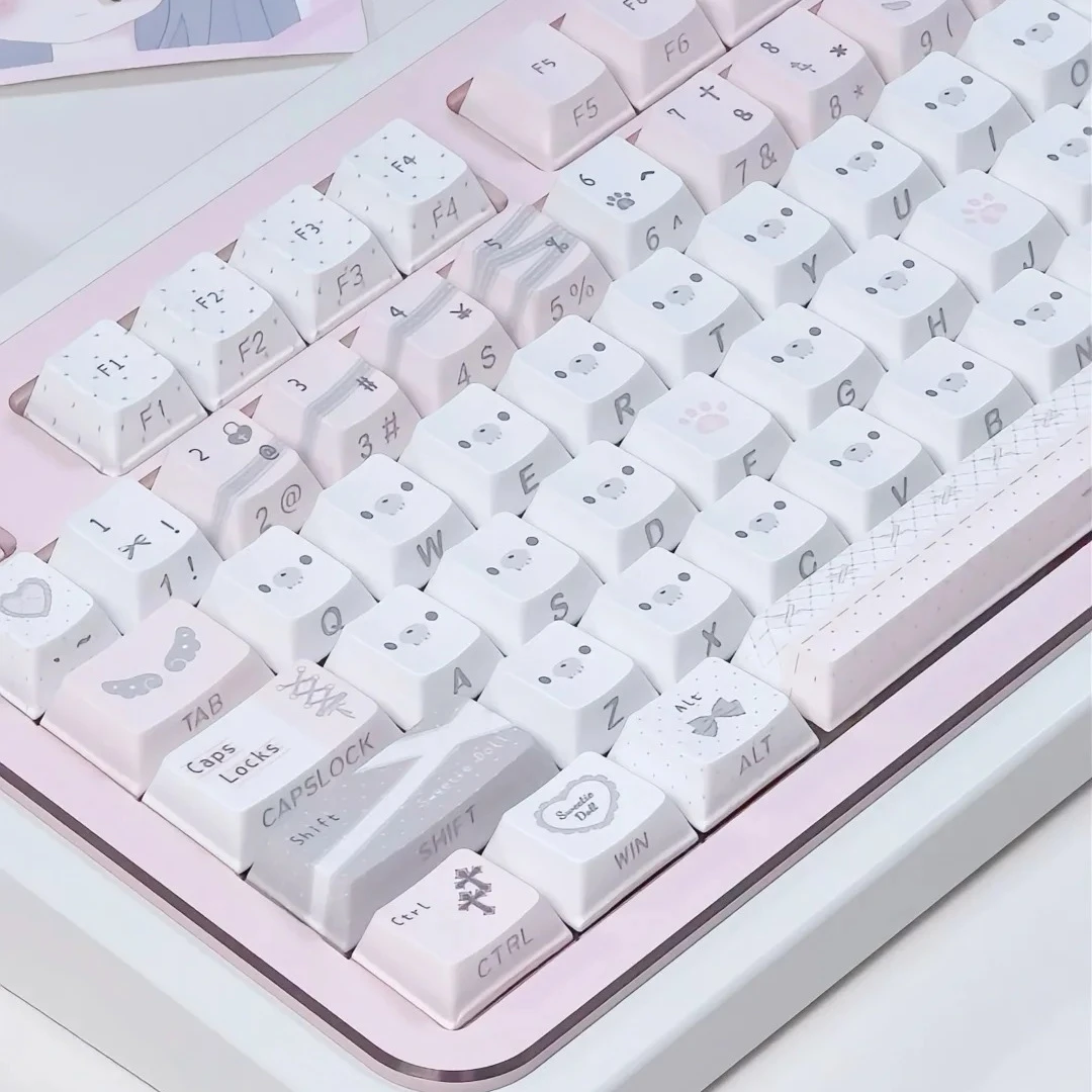 Original Cartoon Bear Keycaps Ins Style Cherry Profile PBT Sublimation Cute Keycap Set for MX Switch Gaming Mechanical Keyboards