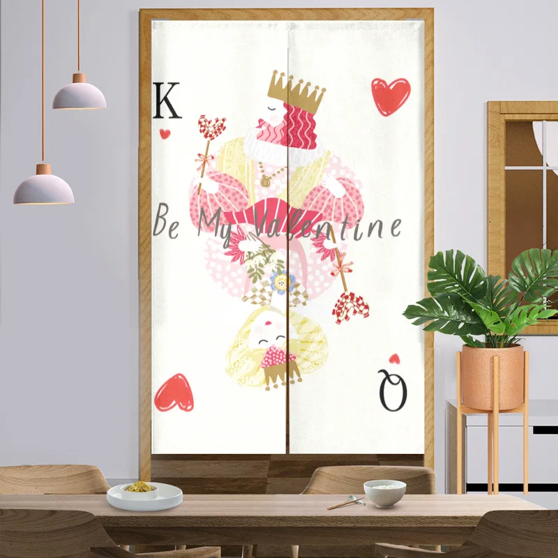 Valentine's Day changing room Curtain Privacy Partition Doorway Curtains Kitchen Entrance Noren Linen Hanging Half-curtain