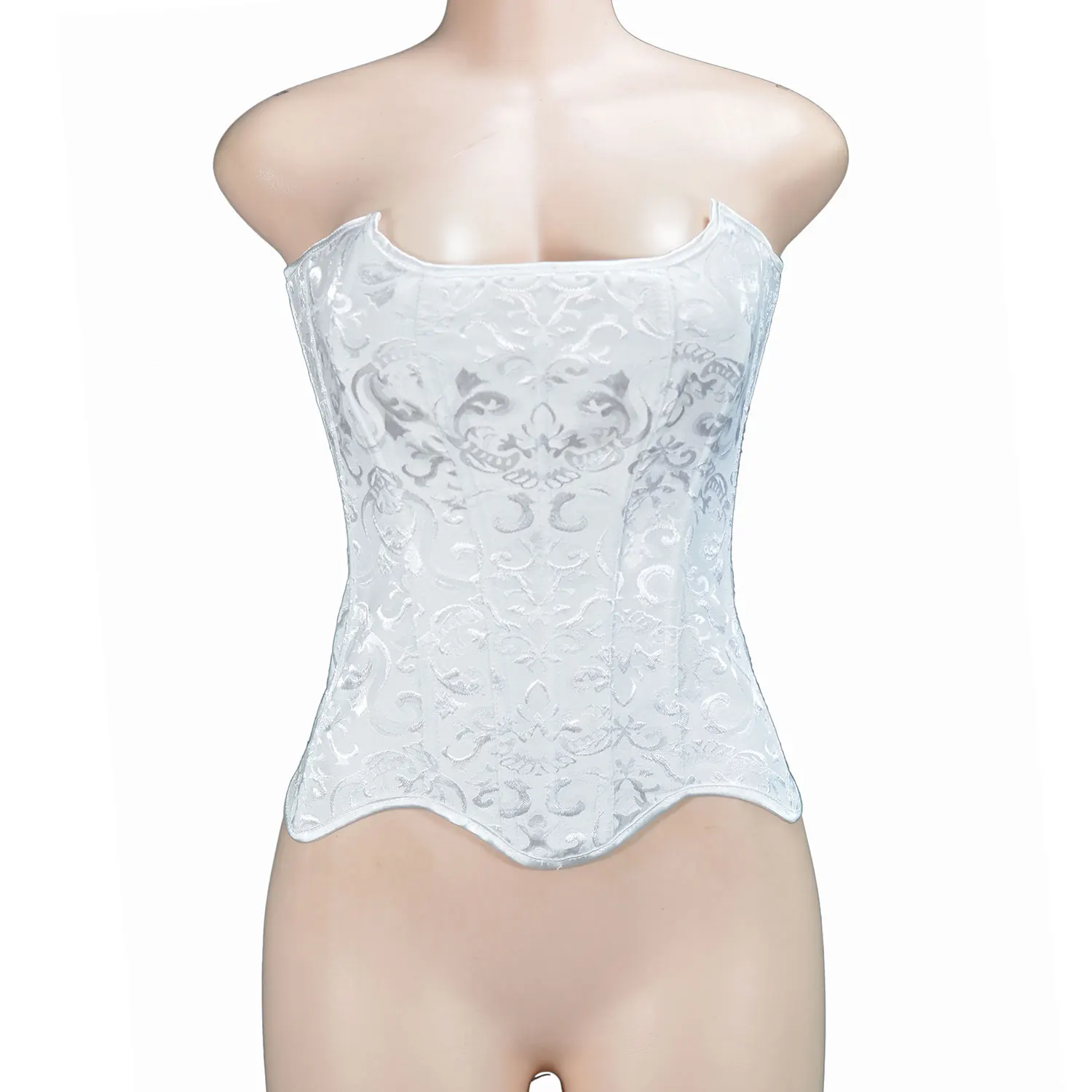 

Корсет-бюстье с цветочным жаккардовым узором на шнуровке, с белыми ушками кошки и черным волнистым краем