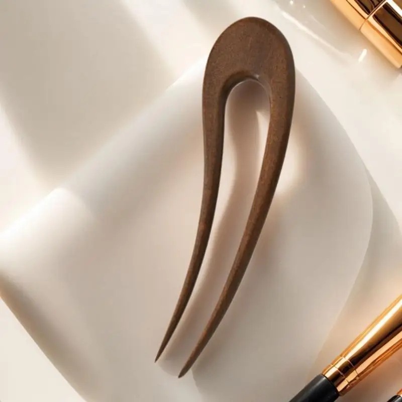 39BD Alte Holz Haarnadel Für Frauen U Form Haar Sanfte Haar Brötchen Halter – Detail 3