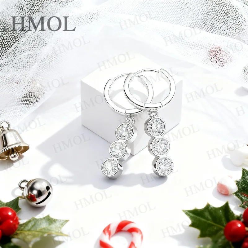 0.6CT متعدد الألوان مويسانيتي قطرة هوب أقراط مختبر نمت روبي الياقوت الكولومبي نمط S925 مجوهرات للنساء هدية مثالية