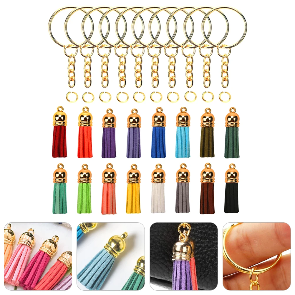 

50 Sets Tassel Keychain Accessories Metal Combination Decoration Pendant ganizes Keys Clip Bag Backpack