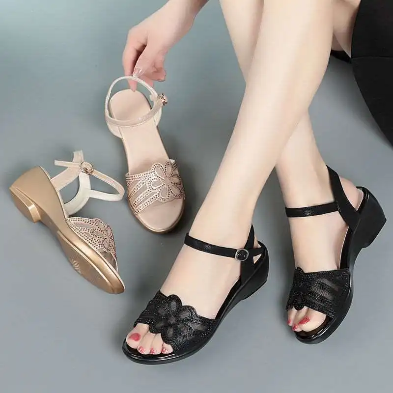 

Breathable Platform Wedge Sandals Women Summer Roman French Fashion Open Toe Thick Sole Height Increasing Slide Zapatillas Mujer
