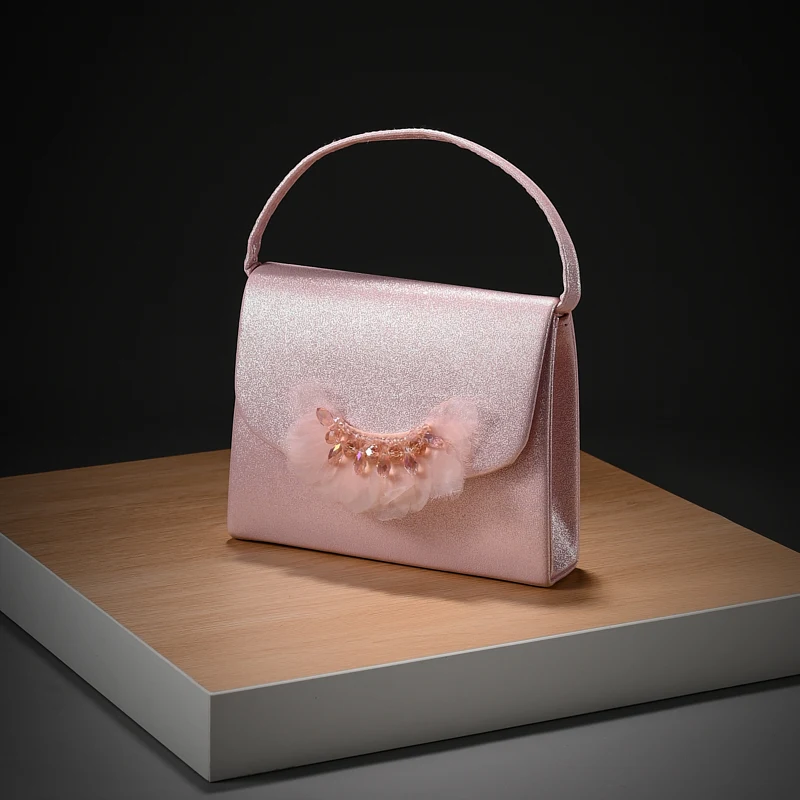 

High sense banquet bag dress hundred hand bag detachable chain crossbody bag celebrity fashion diamante feather storage bag