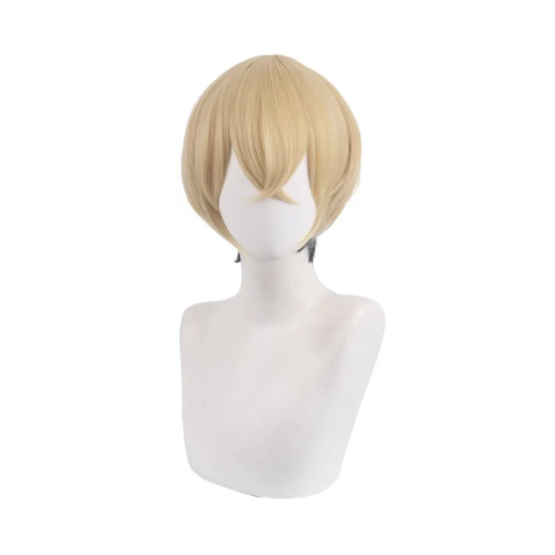 Peluca de anime para Tokyo Swastika Bombers' Matsuno Chidō peluca de cosplay con marco facial degradado amarillo a negro