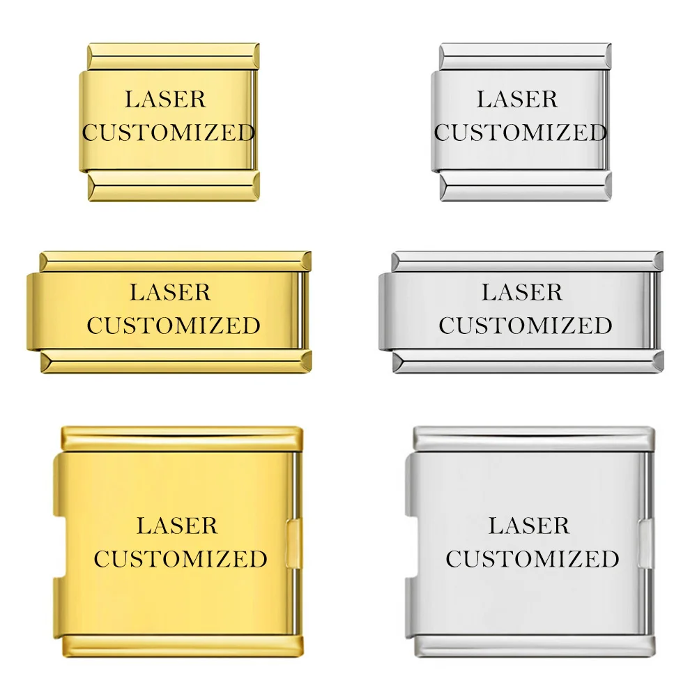 URING Personalizzato Incisione Laser Fascino Italiano Link Misura 9/18mm Bracciale In Acciaio Inox Donna Uomo Gioielli Fai Da Te Fare Perline