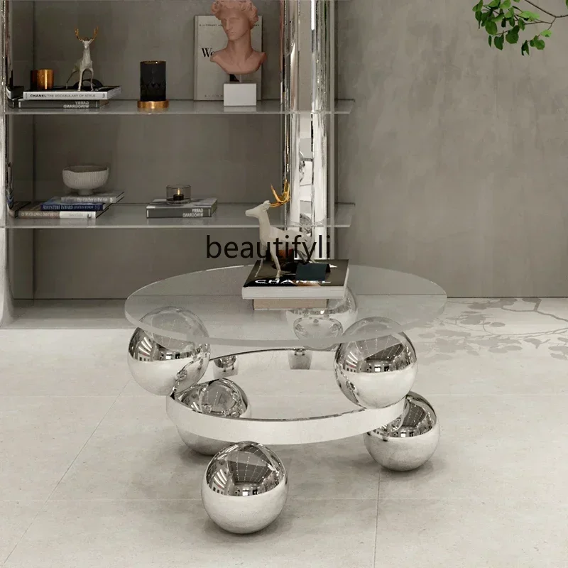 LX Clothing Store Mirror Stainless Steel Coffee Table Display Props Display Stool Chair Art Gallery Women's Clothing Store TabSS