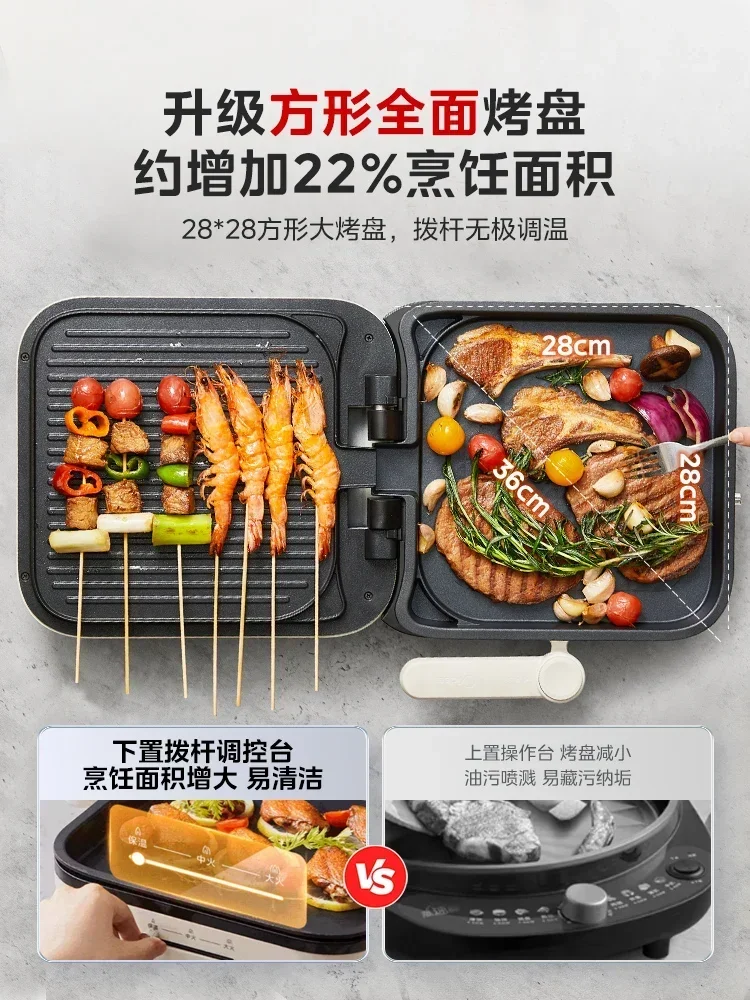 Square Plate Electric Baking Pan: Double-Sided Heating, Household Use, Detachable & Washable Pancake Electric Frying Pan.