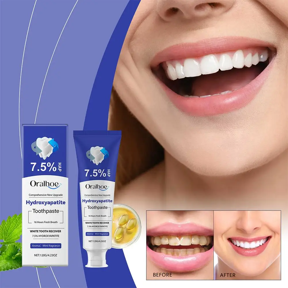 Hydroxyapatite Whitening Toothpaste - Gentle Teeth Removal Toothpaste & Care Stain Breath, Cleaning, Enamel Fresh Z3I6