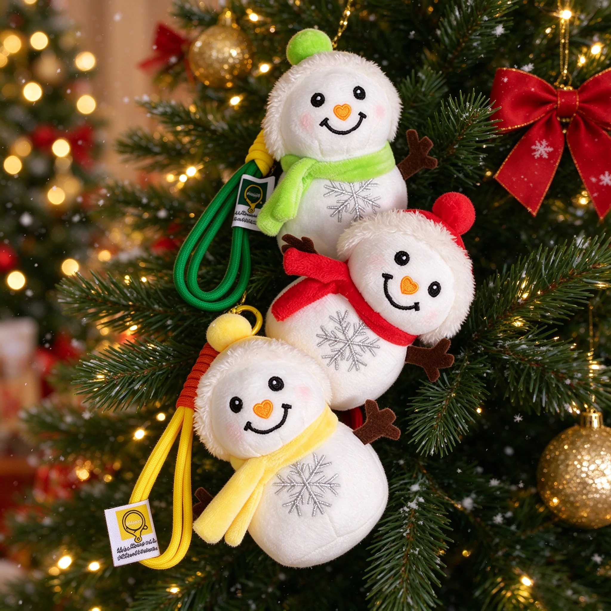 Stuffed Toy Snowman Plush Keychain Kawaii Cute Soft Mini Pendant Bag Charm Christmas Xmas Gift Birthday Kids Girls Boys Adults