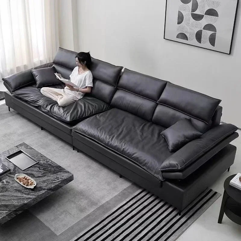 Modern simple technology fabric sofa living room Italian light luxury cat claw leather sofa
