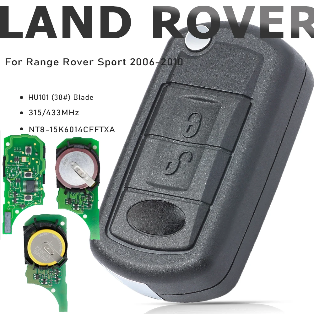 Keyecu NT8-15K6014CFFTXA flip remoto chave fob 315mhz/433mhz pcf7941 fob para land rover range rover sport 2005 -2010