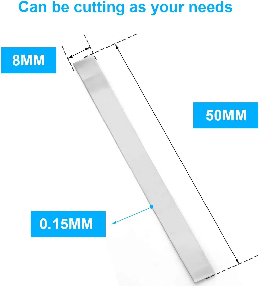 Nickel Strip for 18650, Battery Nickel Plate Connector, Nickel Soldering Tabs 0.1/0.15/0.2 Three Options, 100 pcs