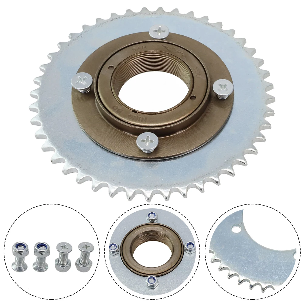 High Quality Scooter Rear Wheel T8F 44T 4 Hole Sprocket Chain Drive Gear+Freewheel Adapter Steel+Aluminum Alloy Cycling Parts