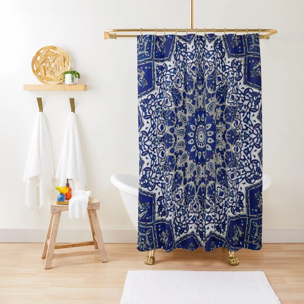 

Andalusia Blue Alhambra Traditional Moroccan Artwork Shower Curtain Waterproof Shower Shower Set Curtain