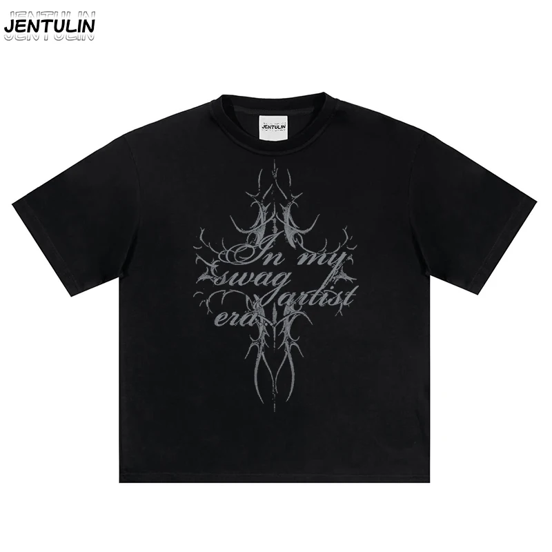 Harajuku Gothic Style Y2K Template Hip-Hop Print Sommer Lässiges, hochwertiges, atmungsaktives Kurzarm-T-Shirt mit O-Ausschnitt für Herren