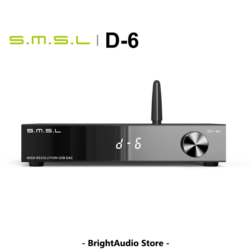 SMSL D-6 Decoder Dual Ak4493s Suport DSD512 PCM 768kHz/32Bit D6 DAC Bluetooth 5.1 SBC/AAC/APTX/APTX HD/LDAC With Remote Control