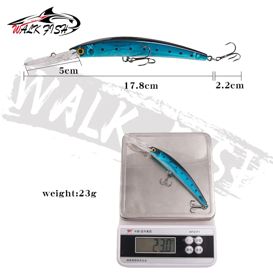 WALK FISH 1PCS Minnow Fishing Lure 200mm 23g Floating Wobblers 3D Fisheyes With Hook Hard Bait Simulation Fishbait Fishing Gear