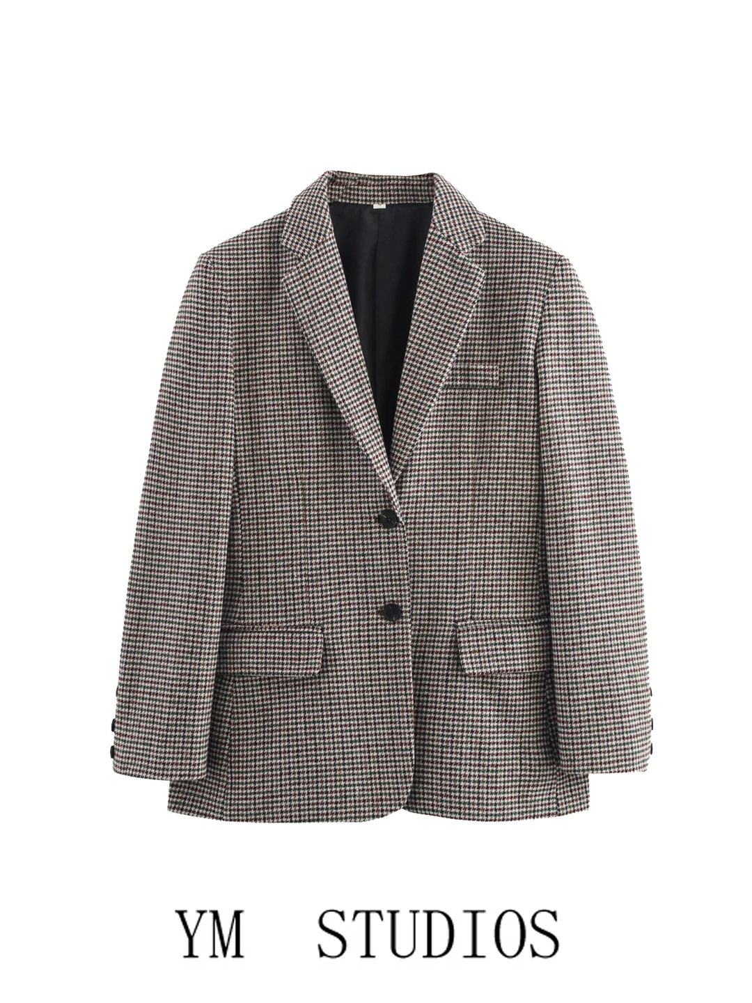 

Women's Plaid Suit Jaet Casual Loose Vintage Sle Autumn Winter Faionable Commute Daily Polyester Fiber Long Sve