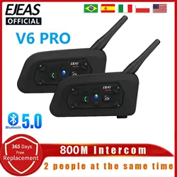 EJEAS V6 PRO Motorcycle Helmet Headset Bluetooth Intercom Communicator 800M For 2 Riders IP65 Waterproof Music Interphone