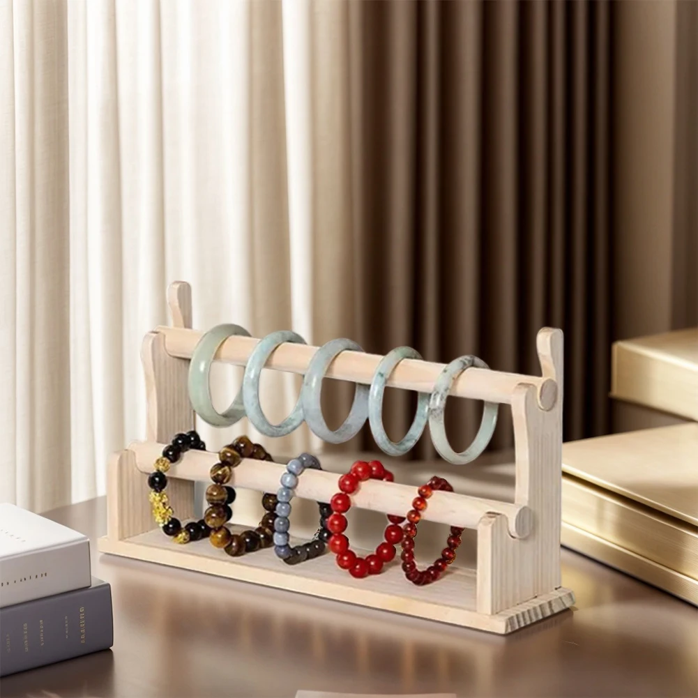 

2 Layer Wooden Bracelet Holder Bracelet Display Stand Jewelry Organizer