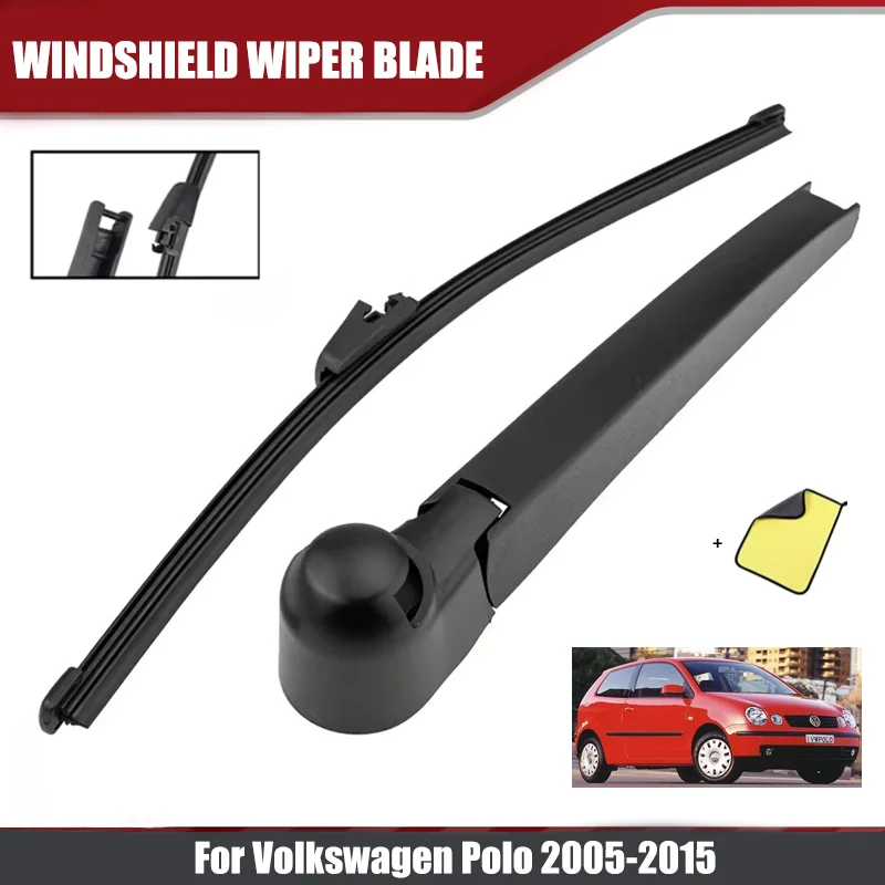 Heckscheibenwischer 13' Wischerblatt-Arm-Set Passend für Volkswagen Polo 2005 2010 2011 2015 Heckscheibe Gummi-Wischer