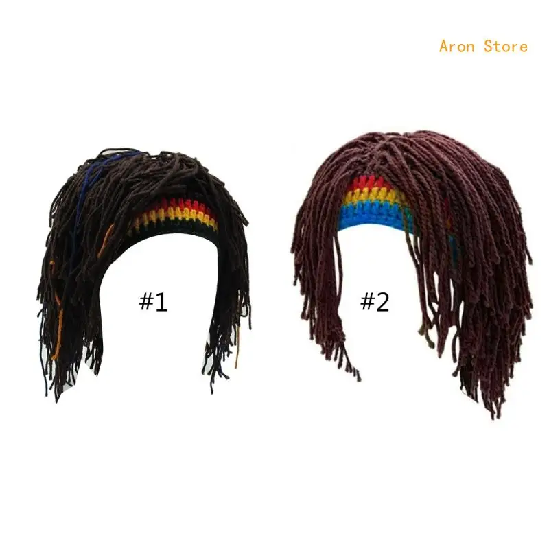 Winter Hat Hairs Rastas Wigs Beard Hat Hairs Crochet Hat Caps Halloween Caps Knittings Hat with Dreadlocks H3CF