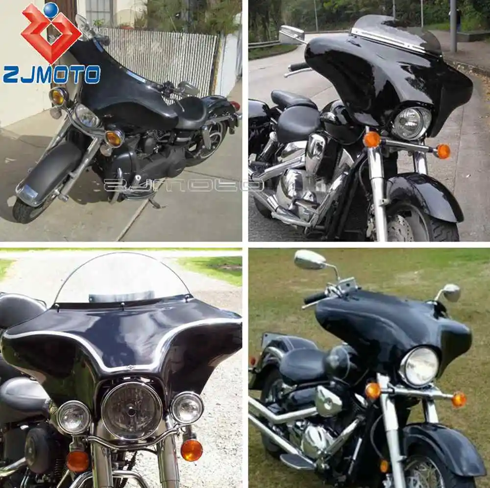 Universal Motorcycle Batwing Wind Fairing Kit For Harley Hyosung Kawasaki Honda Suzuki Yamaha Cruiser Windshield Air Deflector