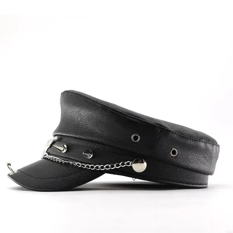 قبعة للأولاد على الطراز الفرنسي مع سلسلة برشام رأس الثور قابلة للتعديل للجنسين، قبعة عسكرية قابلة للتنفس لمهرجان الموسيقى في